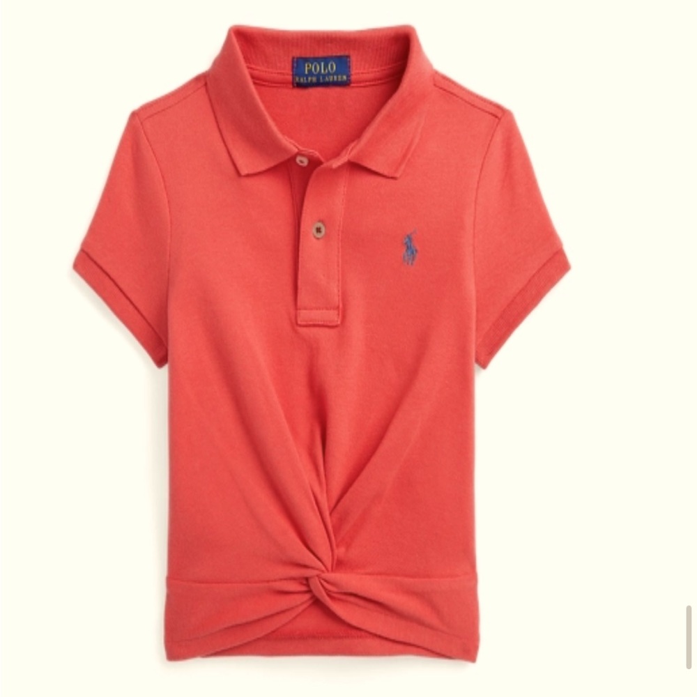POLO Ralph Lauren Knot-Front Stretch Mesh polo shirt
Color: Spring Red